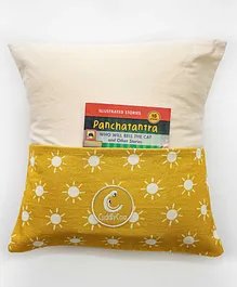 CuddlyCoo Reading Cushion with Filler Sun Print - Yellow 