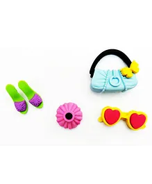 Funcart Girl's Accessories Shaped Erasers Multicolour - Pack of 4 