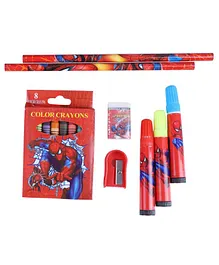 Funcart Spider-Man Crayons & Sketch Pen Stationery Set Red - 15 Pieces