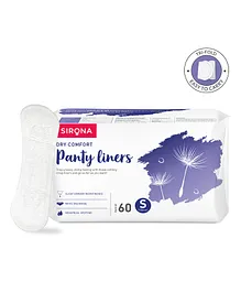Sirona Dry Comfort Panty Liners, Small - 60 Pieces (155 mm)