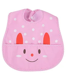 Yellow Bee Bib with Crumb Collector - Pink