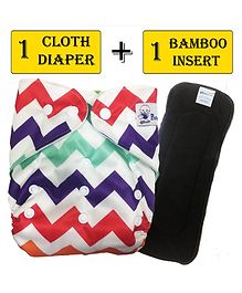 Babymoon Reusable Cloth Diaper With Insert Chevron Print - Multicolour