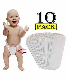 Babymoon Premium 3 Layers Wetfree Microfibre Reusable Cotton Diaper Nappy Insert White - Pack of 10