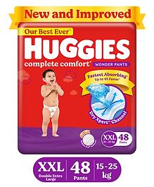 Huggies Complete Comfort Wonder Pants, India's Fastest Absorbing Diaper | XXL Size, 48 Diapers