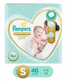 Pampers Premium Care Pants, Small size baby diapers (S), 46 Count, Softest ever Pampers pants