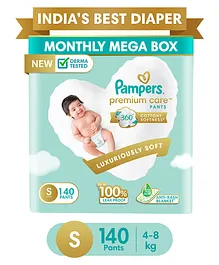 Pampers Premium Care Pants, Small size baby diapers (S), 140 Count, Softest ever Pampers pants