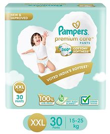 Pampers Premium Care Pants, Double Extra Large size baby diapers (XXL), 30 Count, Softest ever Pampers pants