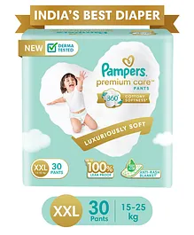 Pampers Premium Care Pants, Double Extra Large size baby diapers (XXL), 30 Count, Softest ever Pampers pants