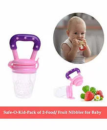 Safe-O-Kid Medium Size Silicone Fruit and Food Nibbler Pack of 2 - Pink
