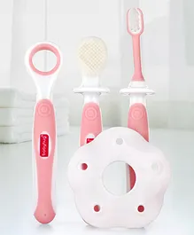 Babyhug 3 Stage Oral Care Set Cum Training Toothbrush - Pink