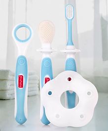 Babyhug 3 Stage Oral Care Set Cum Training Toothbrush - Blue