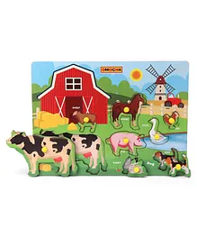 Omocha Knob & Peg Farm Animals Themed Puzzle Multicolour - 8 Pieces