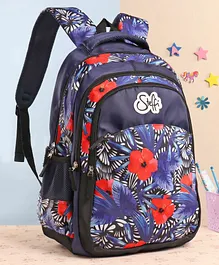 Steffi School Bag Floral Print Blue - 19 Inches