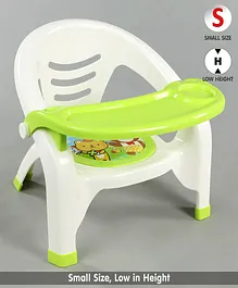 Light Weight Plastic Chair with Feeding Tray - Green White