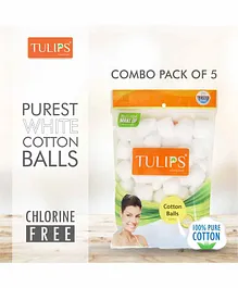 Tulips White Cotton Balls Pack of 5 - 50 Pieces Each