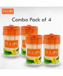 Tulips Toothpicks with Wooden Jar Pack Of 4 - 250 Pieces Each