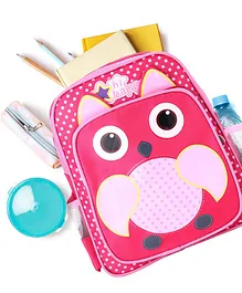 Preschool Kids Bag Owl Print Pink  - Height 13.3 Inches