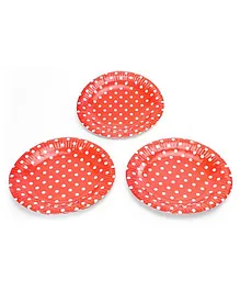 Karmallys Polka Dots Print Paper Plates Red - Pack of 10