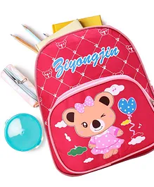 Pre-School Kids Bag Bear Printed Pink Red - 13.5 Inches