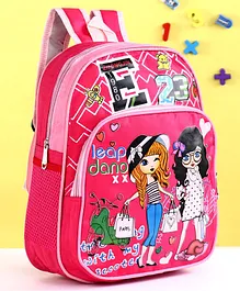 School Bag Girl Print Pink - 13.58 Inches