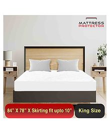 Mattress Protector Water Proof Breathable Stretchable Fitted 84 x 78 Inch for Double Bed King Size with Elastic Strap Water Resistant Ultra Soft Hypoallergenic Bed Cover - White