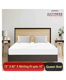 Mattress Protector Water Proof Breathable Stretchable Fitted  72 X 60 Inch for Double- Bed ( queen-size )with Elastic Strap Water Resistant Ultra Soft Hypoallergenic Bed Cover( White )