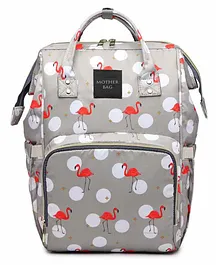 My NewBorn Backpack Style Diaper Bag Flamingo Print - Grey
