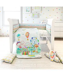 Fancy Fluff 7 Piece Organic Baby Cot Bedding Set Carnival Print - Multicolor