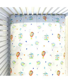 Fancy Fluff Organic Cot Bed Sheet Carnival Print - White