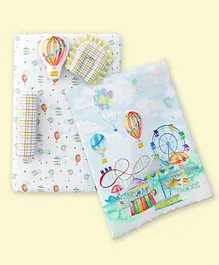 Fancy Fluff Organic Cotton 6 Piece Baby Bed Set Carnival Print - Multicolor