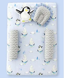 Fancy Fluff Organic Cotton 5 Piece Baby Bed Set Arctic Print - Blue