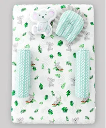 Fancy Fluff Organic Cotton 5 Piece Baby Bed Set Koala Print - Green
