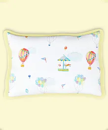Fancy Fluff Organic Cotton Rai Pillow with Cover Carnival Print - White Yellow