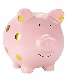 Pearhead Ceramic Piggy Bank Polka Dots - Pink & Gold