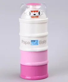 Papa Stackable 4 Compartment Milk Powder Container - White Pink