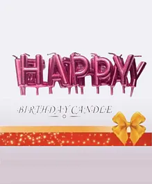 Shopperskart Happy Birthday Letter Candles Pink - Pack of 13 Candles