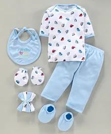 Montaly Clothing Gift Set Car Print Blue - 9 Pieces