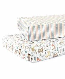 Abracadabra Flat Cot Sheets for Standard Cot Bambi & Friends Print Set of 2 Pieces - Multicolor