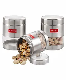 Hazel Stainless Steel Transparent Container Silver Set of 3 - 500 ml each