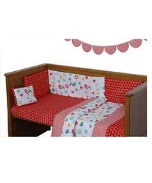 U-Grow Soft Cotton Crib Bedding Set Of 7 - Red