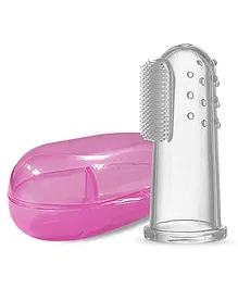 LuvLap Baby Finger Toothbrush With Case - Pink