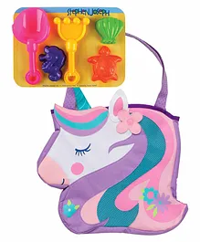 Stephen Joseph Beach Play Set With Unicorn Shape Tote Bag - Purple