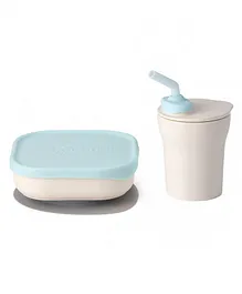 Miniware Sip & Snack Suction Bowl with Sippy Cup - White Blue