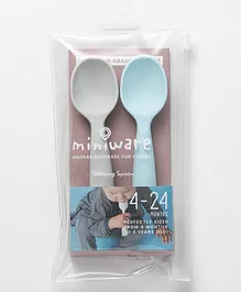 Miniware Training Spoon Set Grey+Aqua Set of 2 - Grey Aqua