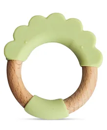Little Rawr Wood & Silicone Teether Ring - Green