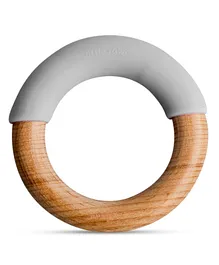 Little Rawr Wood & Silicone Teether Ring - Grey