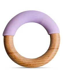 Little Rawr Wood & Silicone Ring Shaped Teether - Purple Brown