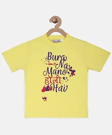 BownBee Bura Na Mano Holi Hai Printed Half Sleeves T-Shirt - Yellow