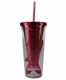 Smily Kiddos Tumbler With Straw Mermaid Design Pink - 400 ml