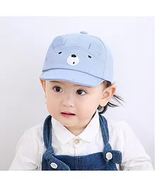 Ziory Bear Face Embroidered Baby Cap Light Blue - Circumference 46 cm